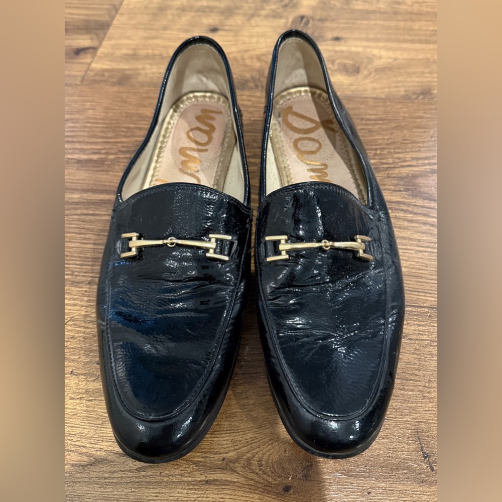 Sam Edelman Black patent leather and Gold hardware Slip-On Loafers